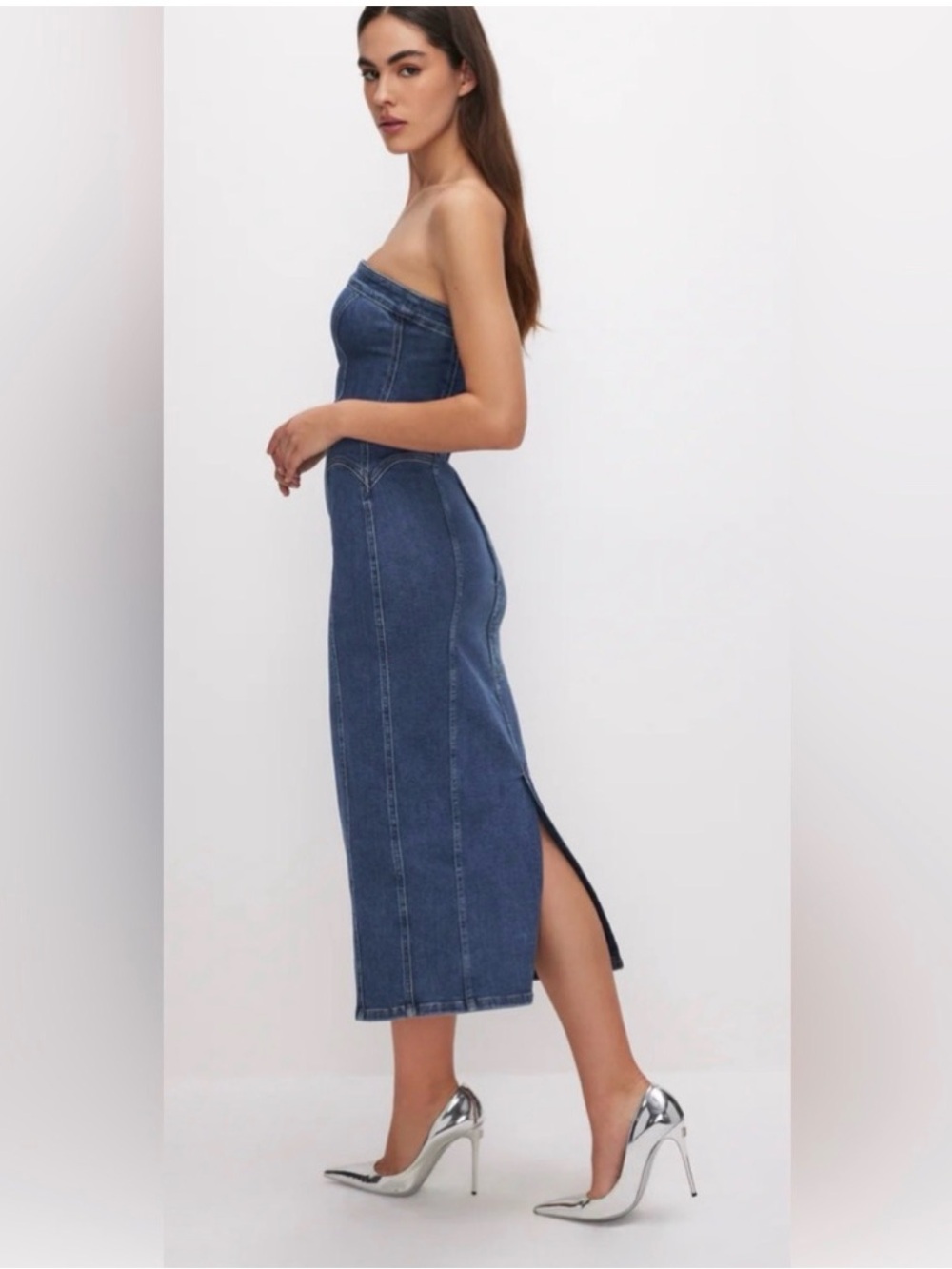 Good American lDenim Midi Tube Dress - Picture 2 of 4